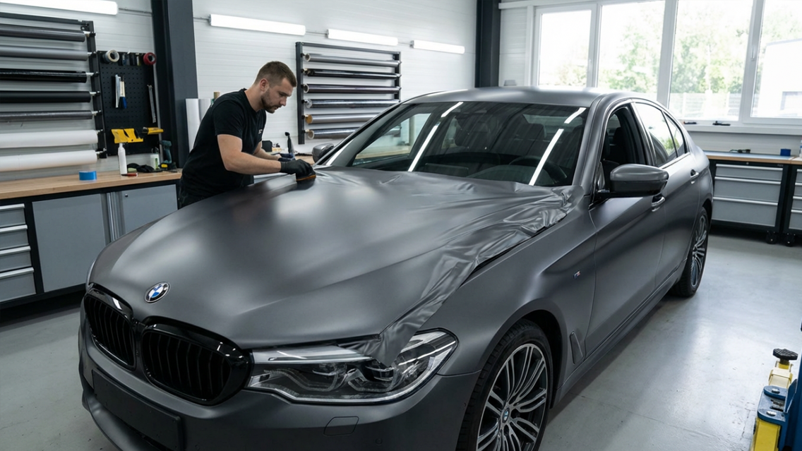 Professionelle Fahrzeugfolierung mit Lackschutz und individuellem Fahrzeugdesign für modernes Erscheinungsbild